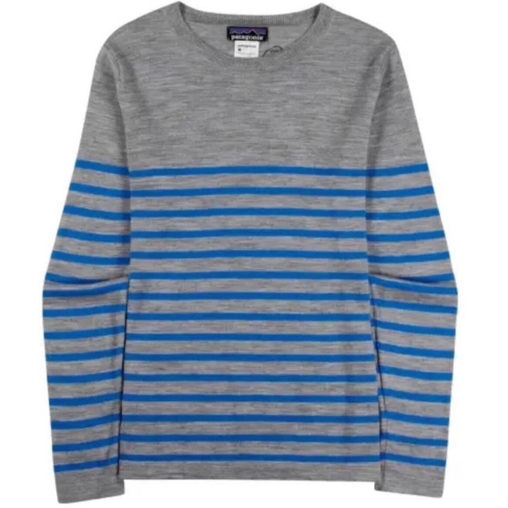 Patagonia Merino Wool Sweater Blue & Gray Size Medium